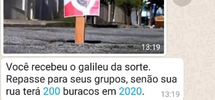 Buraco com imagem de Galileu Noel viraliza nas redes sociais e vira corrente da sorte