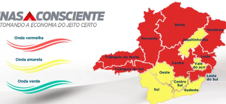 Das 14 Macrorregiões de Minas, oito estão na onda vermelha