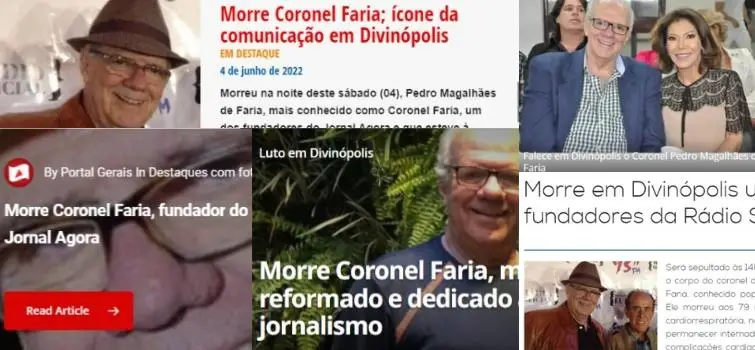 Imprensa de Divinópolis repercute morte de Coronel Faria