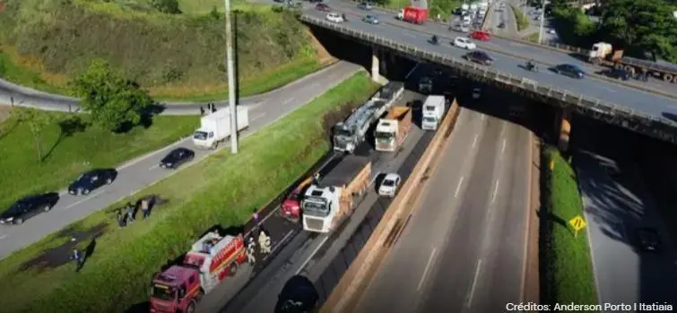 Trânsito: Anel Rodoviário de Belo Horizonte tem congestionamento de quase 6 km após carreta pegar fogo