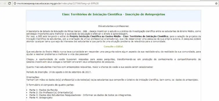 Inscrições abertas para seleção de projetos de iniciação científica nas escolas estaduais