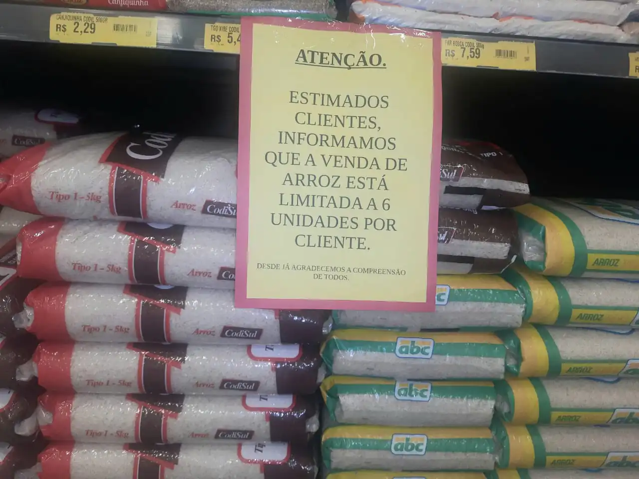 Associação Mineira posiciona em relação a limitação nas vendas do arroz