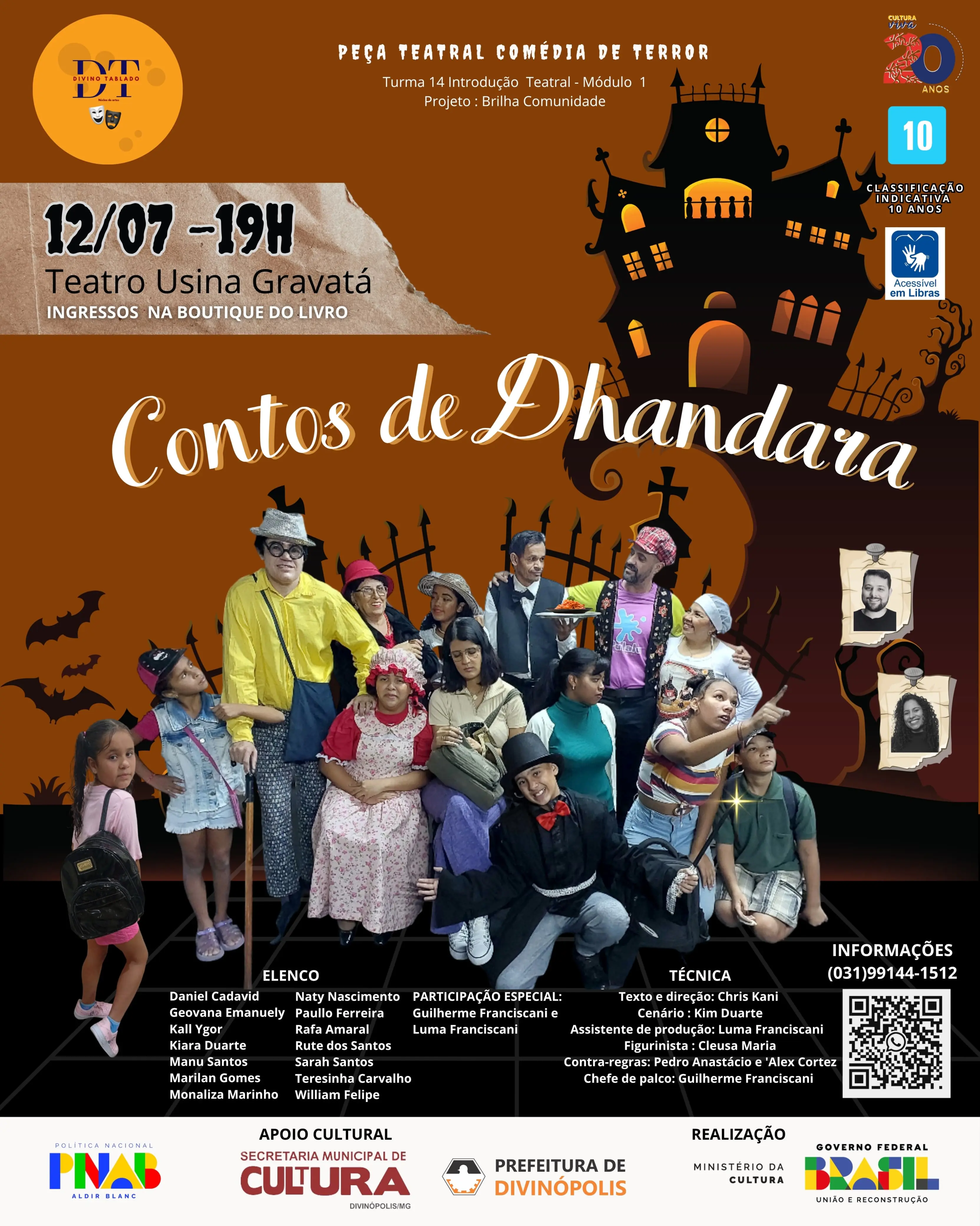 Divino Tablado apresentará peça gratuita "Contos de Dhandara" amanhã no Teatro Gravatá