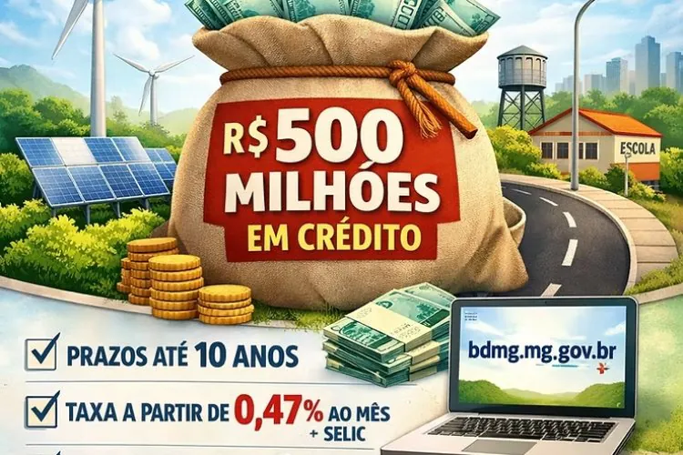 Prefeituras mineiras terão R$ 500 milhões no Edital BDMG Municípios 2026 para financiar infraestrutura e sustentabilidade 