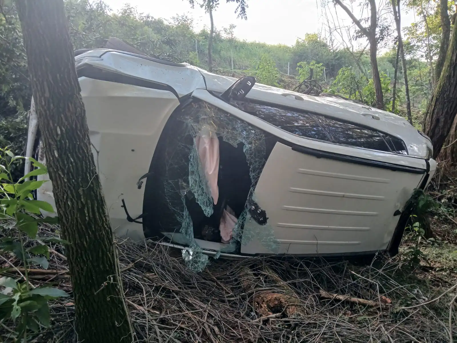Carro cai em abismo após ultrapassagem perigosa de carreta na BR-354, em Formiga