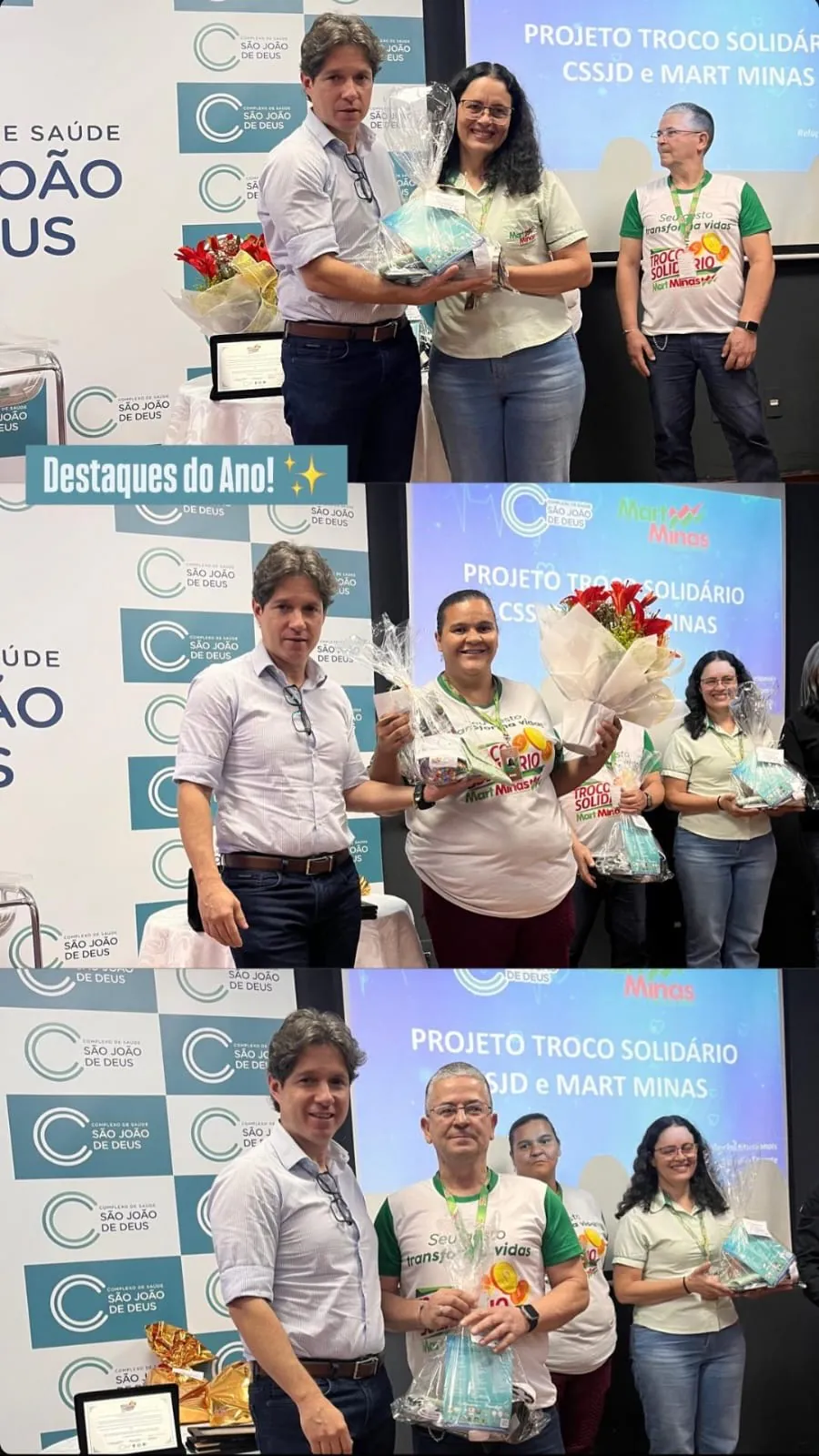 CSSJD reconhece funcionários destaque do Mart Minas por arrecadação do Troco Solidário