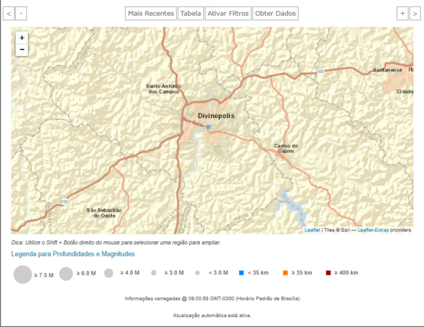 Tremor de terra de 1.9 é registrado em Divinópolis 
